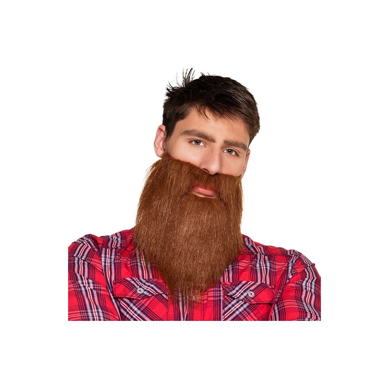 BARBE + MOUSTACHE HIPSTER MARRON LONGUE