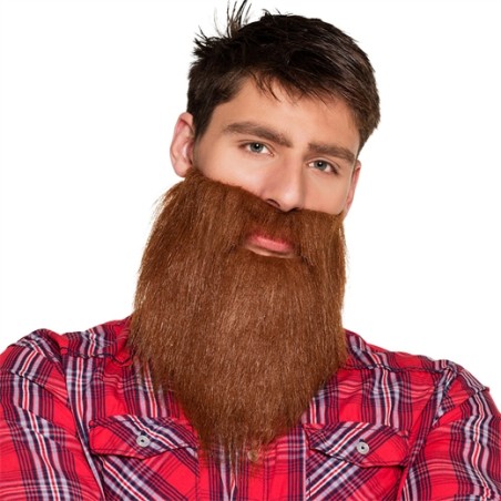 BARBE + MOUSTACHE HIPSTER MARRON LONGUE