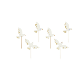 6 CAKE TOPPERS COMMUNION OU MARIAGE COLOMBE BLANCHE 14.5 CM