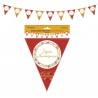 GUIRLANDE FANIONS JOYEUX ANNIVERSAIRE ROUGE ET ORANGE DECOR BOHEME 6 METRES 