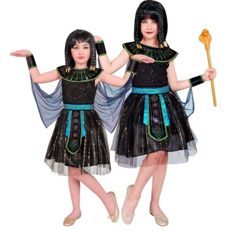DEGUISEMENT ENFANT CLEOPATRE EGYPTIENNE NOIRE COURTE TAILLE 140 CM 