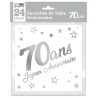 SACHET 24 SERVIETTES 70 ANS BLANC ET ARGENT METALLISE  33 X 33 CM  SACHET 24 SERVIETTES 70 ANS BLANC ET ARGENT METALLISE  33 X 33 CM