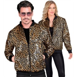 DEGUISEMENT VESTE BLOUSON BOMBER PAILLETTES OU SEQUINS LEOPARD TAILLE L-XL