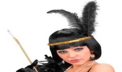 BANDEAU SEQUINS OR AVEC PLUMES NOIRES GATSBY CHARLESTON