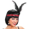 BANDEAU SEQUINS ROUGE AVEC PLUMES NOIR GATSBY CHARLESTON