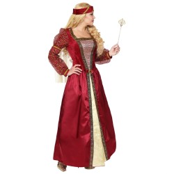 DEGUISEMENT FEMME PRINCESSE MEDIEVAL ROUGE ET OR TAILLE XL 