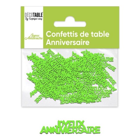 CONFETTIS DE TABLE JOYEUX ANNIVERSAIRE VERT