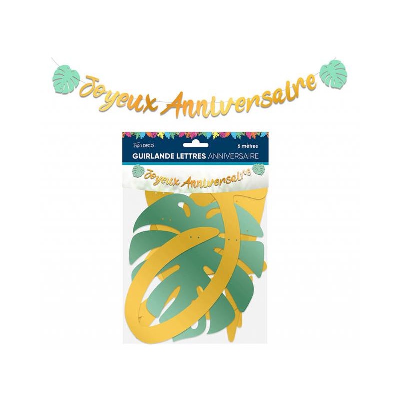 GUIRLANDE JOYEUX ANNIVERSAIRE TROPICAL 6 METRES 