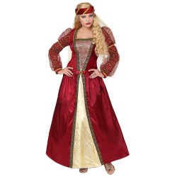 DEGUISEMENT FEMME MEDIEVAL ROUGE ET OR TAILLE S 