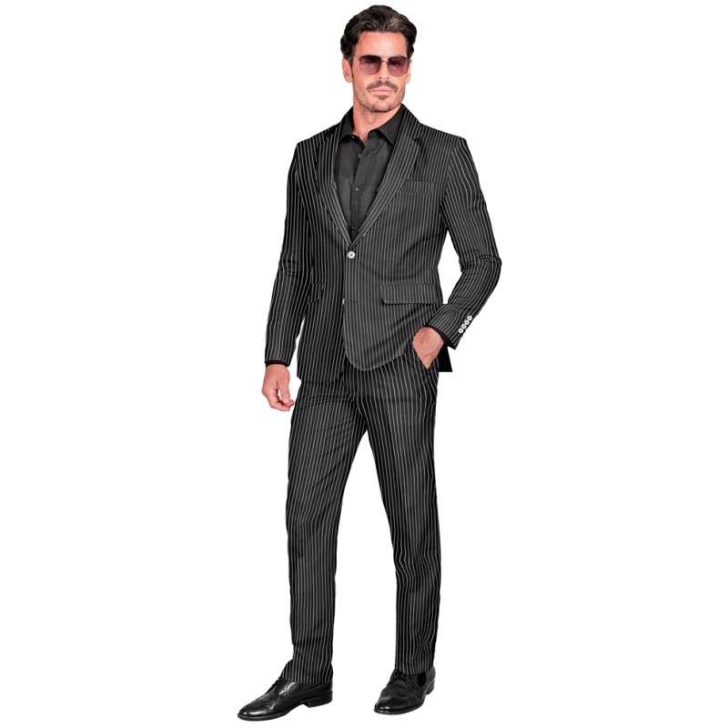 DEGUISEMENT HOMME COSTUME GANGSTER NOIR ET BLANC TAILLE L 