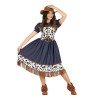 DEGUISEMENT ROBE LONGUE COWGIRL TACHE DE VACHES TAILLE L