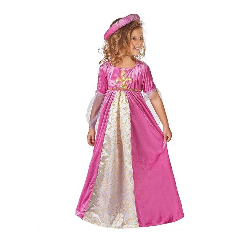 DEGUISEMENT ENFANT PRINCESSE MEDIEVALE ROSE TAILLE S 4-6 ANS