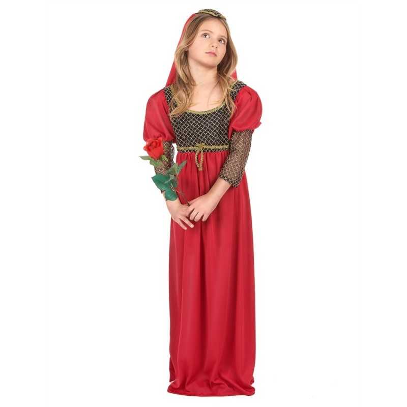 DEGUISEMENT ENFANT ROBE MEDIEVALE JULIETTE ROUGE TAILLE S 4-6 ANS
