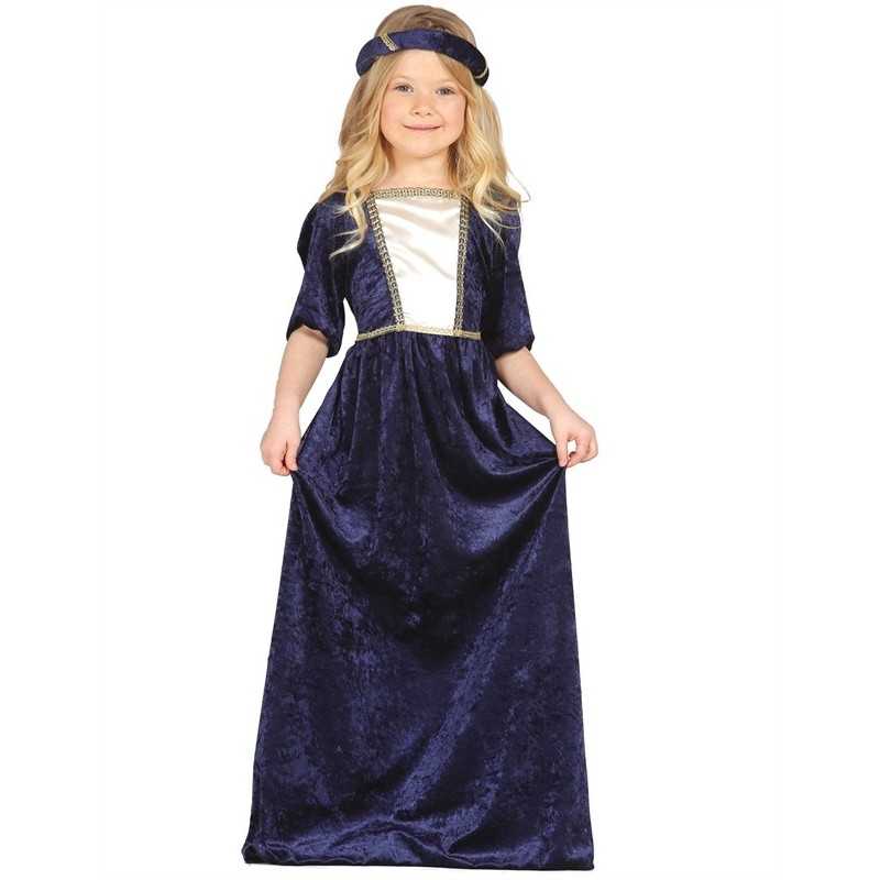 DEGUISEMENT ENFANT DAME MEDIEVALE BLEUE TAILLE 7-9 ANS