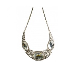 COLLIER REINE-OR ANTIQUE PIERRES BLANCHES 