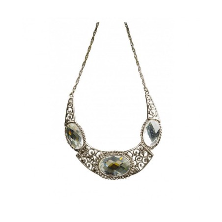 COLLIER REINE-OR ANTIQUE PIERRES BLANCHES 