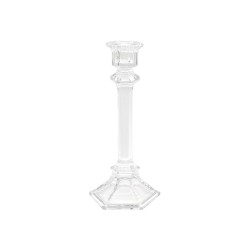 BOUGEOIR CHANDELIER VERRE TRANSPARENT 10.5 X 10.5 X 24.5 CM HT 