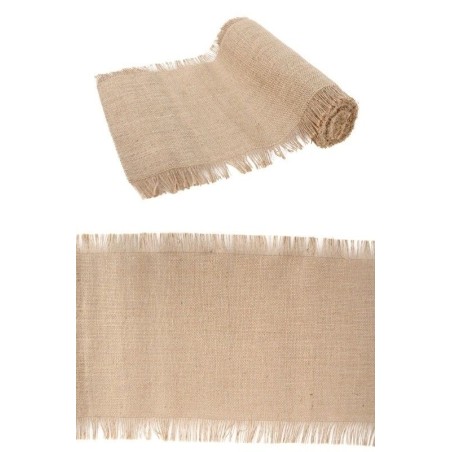 CHEMIN DE TABLE JUTE NATUREL FRANGE 29 CM X 5 M 