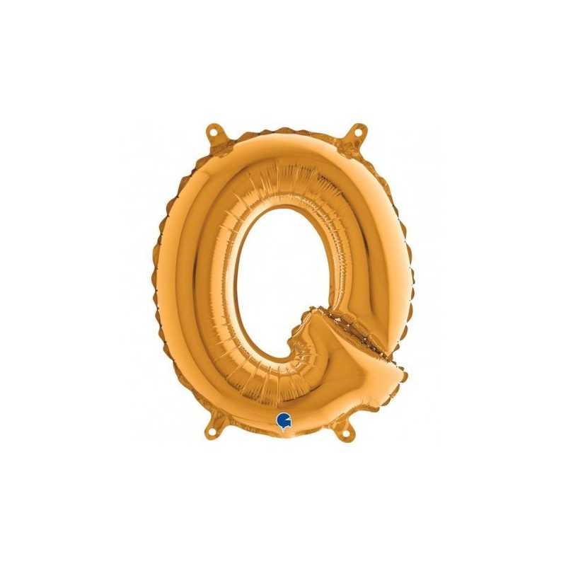 BALLON METALLIQUE LETTRE Q OR 35 CM