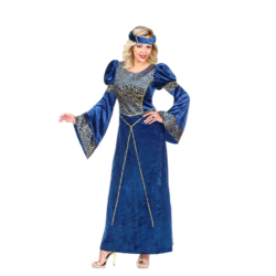 DEGUISEMENT LADY MEDIEVALE BLEUE ET OR TAILLE S