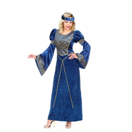 DEGUISEMENT LADY MEDIEVALE BLEUE ET OR TAILLE S