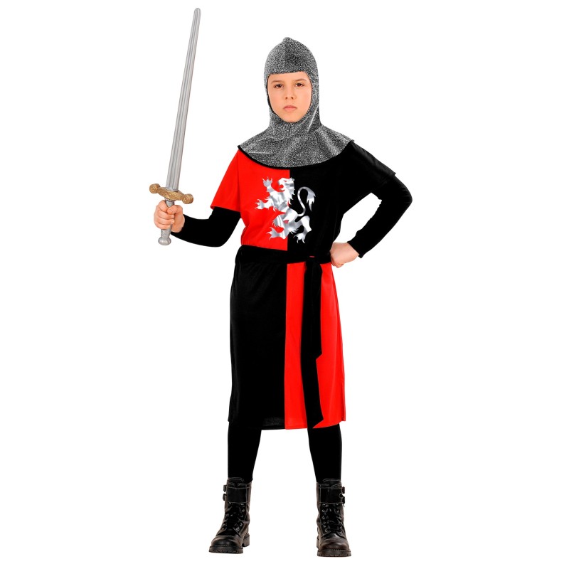 DEGUISEMENT ENFANT CHEVALIER NOIR ET ROUGE TAILLE 128 CM