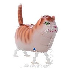 BALLON MARCHEUR AIRWALKER CHAT MARRON ET BLANC 43 CM 