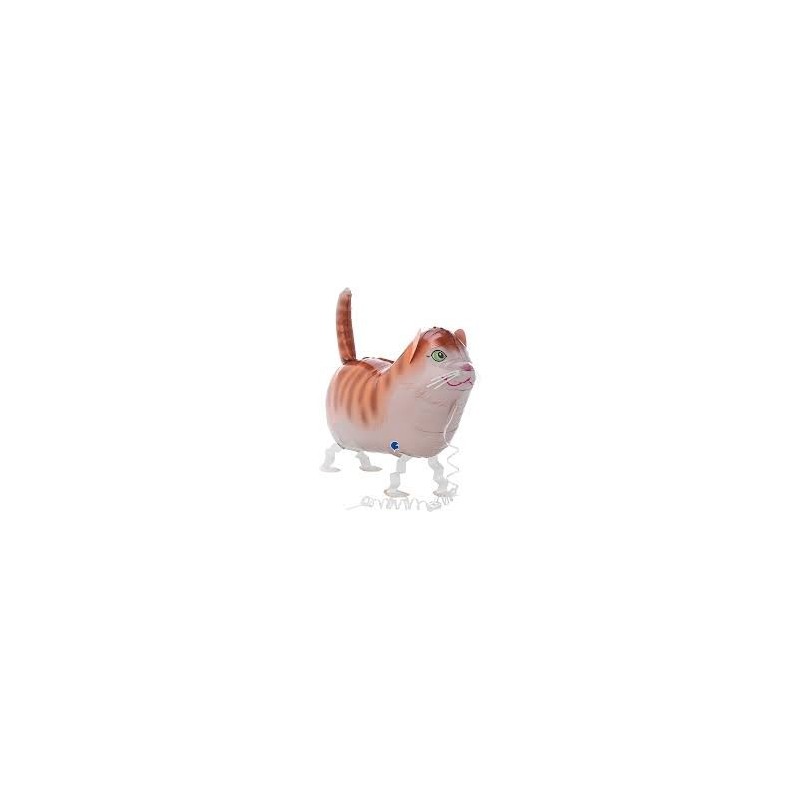 BALLON MARCHEUR AIRWALKER CHAT MARRON ET BLANC 43 CM