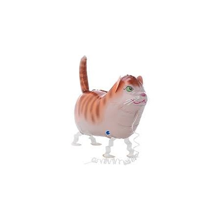 BALLON MARCHEUR AIRWALKER CHAT MARRON ET BLANC 43 CM 