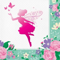 20 SERVIETTES EN PAPIER FEE ET FLEURS FLORAL FAIRY 33 X 33 CM