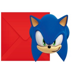 6 INVITATIONS + ENVELOPPES SONIC 