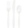 18 COUVERTS PLASTIQUE BLANC 6 FOURCHETTES 6 COUTEAUX 6 CUILLERES