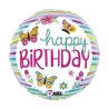 BALLON METALLIQUE ROND PAPILLONS HAPPY BIRTHDAY 46 CM  BALLON METALLIQUE ROND PAPILLONS HAPPY BIRTHDAY 46 CM