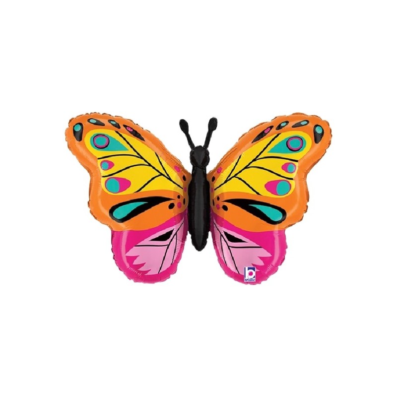 BALLON METALLIQUE PAPILLONS MULTICOLORE 61 CM  BALLON METALLIQUE PAPILLONS MULTICOLORE 61 CM