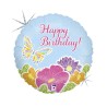 BALLON METALLIQUE ROND PAPILLONS HAPPY BIRTHDAY 46 CM  BALLON METALLIQUE ROND PAPILLONS HAPPY BIRTHDAY 46 CM