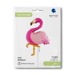 BALLON METALLIQUE FLAMANT ROSE 86 CM 