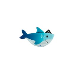 BALLON METALLIQUE REQUIN AU CHAPEAU DE PIRATE 74 CM