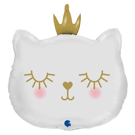 BALLON METALLIQUE PRINCESSE CHAT AVEC COURONNE 53 CM 