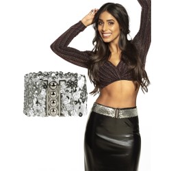 CEINTURE ELASTIQUE SEQUIN ARGENT