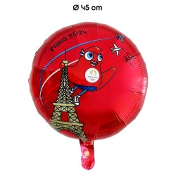 BALLON METALLIQUE ROND JEU OLYMPIQUE MASCOTTE 45 CM 