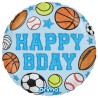 BALLON METALLIQUE ROND BLEU SPORT HAPPY BIRTHDAY 46 CM 