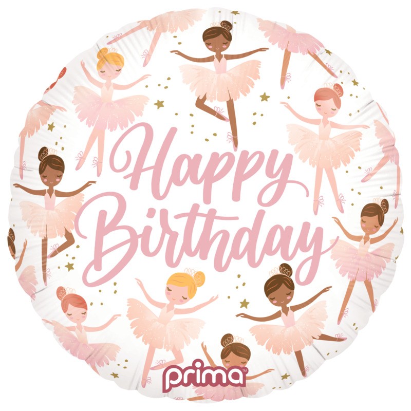 BALLON METALLIQUE ROND BALRINE  HAPPY BIRTHDAY 46 CM 