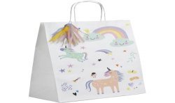 6 SACS CADEAU A BONBON LICORNE 20 X 27 CM 