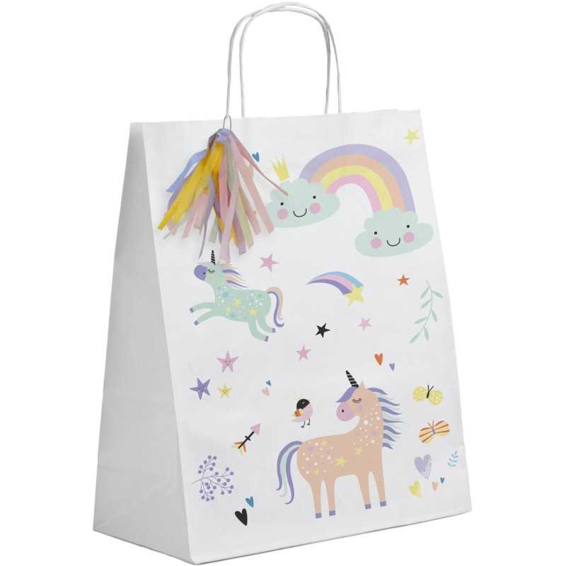 6 SACS CADEAU A BONBON LICORNE 20 X 27 CM 