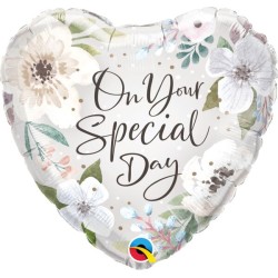 BALLON METALLIQUE COEUR VEGETAL ON YOUR SPECIAL DAY 46 CM 