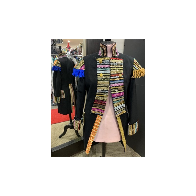 DEGUISEMENT VESTE QUEUE DE PIE STEAMPUNK OU RENAISSANCE NOIRE + DECORS TAILLE 38 DEGUISEMENT VESTE QUEUE DE PIE STEAMPUNK OU RENAISSANCE NOIRE + DECORS TAILLE 38