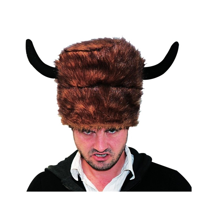 CASQUE VIKING ADULTE EN TISSU FOURRURE