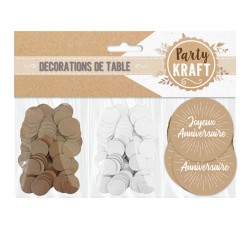 TRIO DE CONFETTIS BLANC ET KRAFT  JOYEUX ANNIVERSAIRE 