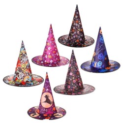 CHAPEAU DE SORCIERE 6 COLORIS ASSORTIS HAUTEUR 34CM