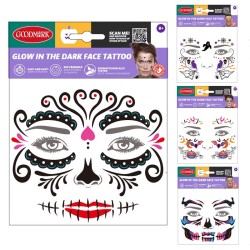 TATOUAGE DE VISAGE GLOW IN THE DARK 4 MODELES ASSORTIS 